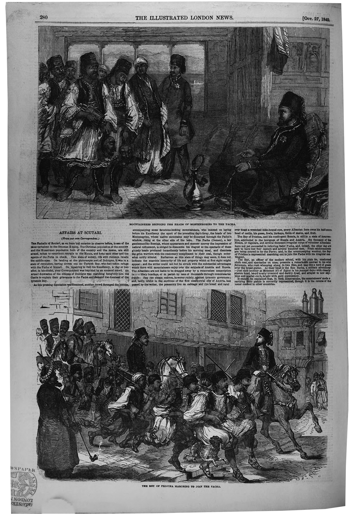 1849, The Illustrated London News - Prishtina në Histori